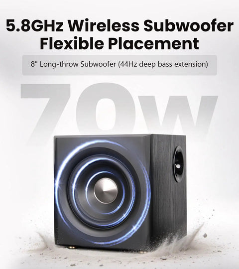 Image of 8in wireless subwoofer from Dope 2.1 Bluetooth Speaker System With Wireless 8 Inch Subwoofer 150W Tri Amp Hi Res Audio For PC And TV.