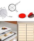 Stick On Magnetic Cabinet Door Catch Set 12 Pack Stainless Steel Drawer Magnets For Sliding Doors Kitchen Cupboards Closets No Screws Needed With 3M Adhesive And Nail Free Install showing dimensions and adhesive backing