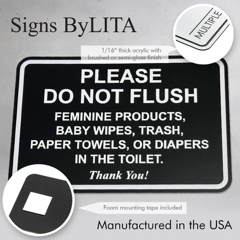 Please Do Not Flush Sign For Bathrooms Classic Framed Etiquette Notice 4 By 6 Inch Brushed Silver Frame 1 Pack Keeps Your Pipes Flowing By Reminding Guests Not To Flush Wipes Diapers Or Trash