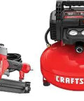 Air Compressor And 18 Gauge Brad Nailer Combo Kit 150 PSI Oil Free Portable Unit Made In USA With Global Materials Ready
