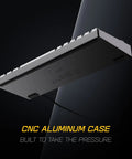 Bottom view of Ultra Responsive 8000Hz Hall Effect Gaming Keyboard with Raesha Silent Magnetic Switches and CNC aluminum case.