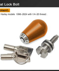 Seat Lock Anti Theft Bolt With 1/4-20 Thread For Touring Sportster Softail Dyna Road King Street Glide Electra Glide And More Motorcycles Stainless Steel Screw Aluminum Cover Easy Install