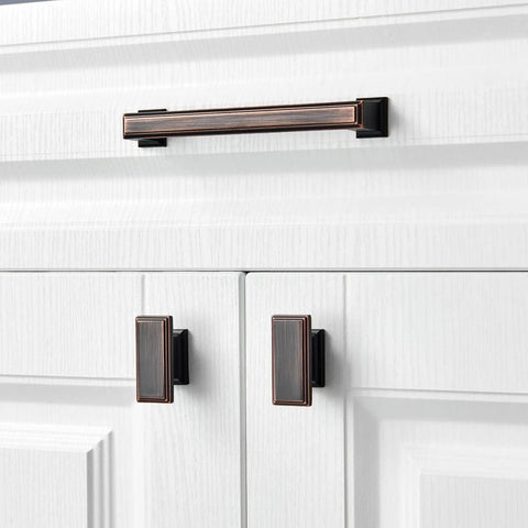 Built Tough Rectangular Cabinet Knobs Ten Pack Oil Rubbed Bronze Finish Heavy Duty Solid Metal Drawer Pulls For Kitchen Cabinets And Custom Storage Shelves