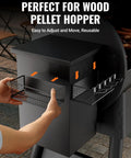 User attaching Magnetic Storage Bin For Grills And Pellet Smokers to wooden pellet hopper, showcasing heavy-duty magnetic organizer.