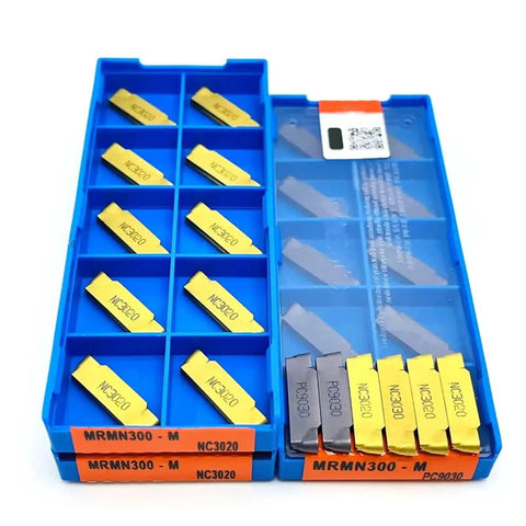 10 Piece Beefy Pro Grade Carbide Turning Inserts For CNC Lathe Tooling MRMN300 PC9030 Coated Cutoff Tools in blue box