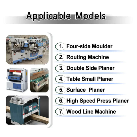 Image of various woodworking machines that use Built Tough Replacement Planer Blades For 8 Inch Thickness Planers.
