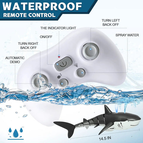 Remote control diagram for Remote Control Shark Pool Toy For Kids With Lights And Water Spray 2.4GHz, 14.5-inch size.