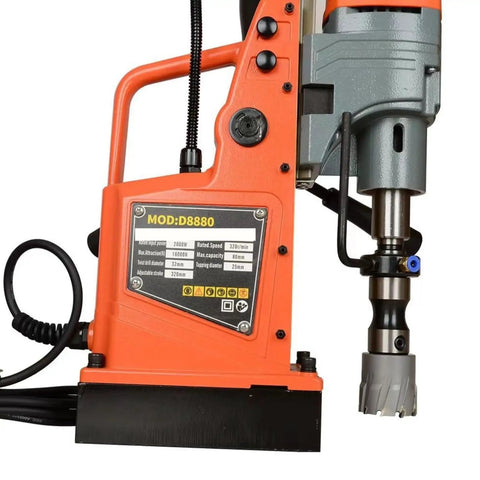 Magnetic Drill Press With Variable Speed and Forward Reverse Tapping Core Drilling Tool for Industrial and Home Improvement, heavy duty design with variable speed and drill bit.