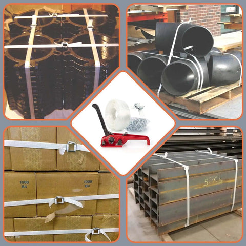 Top Shelf Straight Up Heavy Duty Packing Strapping Kit With 3/4 Inch Polyester Cord Roll 320 Feet Length 2000 Lbs Break Strength with tools.