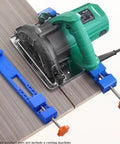 Get That Perfect Line With This Electric Circular Saw Guide Tool Positioner Edge Clamp For 4 Inch Saws And Marble Cutters, showcasing a 4-inch electric saw with adjustable blue clamps.