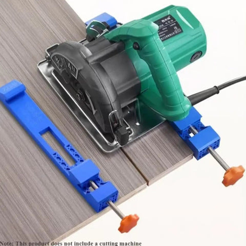 Get That Perfect Line With This Electric Circular Saw Guide Tool Positioner Edge Clamp For 4 Inch Saws And Marble Cutters, showcasing a 4-inch electric saw with adjustable blue clamps.