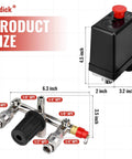 Beefy Workhorse Air Compressor Pressure Switch With Gauge Regulator And Regulating Valve Manifold with dimensions.