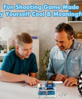 Father and son assembling Electric Magnetic Transmitter Soldering Practice Kit For STEM Learning, DIY Mini Shooting Game Kit.