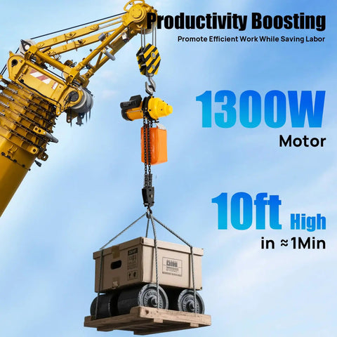 Heavy Duty Electric Chain Hoist Delivering A Badass 2200 Pound Lift With Lightning Fast 1300 Watt 110 Volt Motor Engineered For Garage Builds Warehouse Tasks And Pro Crane Work
