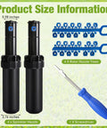 2 Pack In Ground Pop Up Sprinkler Heads Compatible With Rain Bird 5000 Series Gear Drive Rotors sizing info with nozzles and screwdriver.