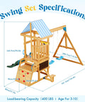 Specifications of Backyard Wooden Swing Set For Kids And Toddlers With All In One Design Awesome Dual Swings Slide Rock Climbing Wall