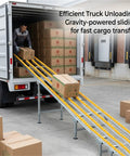 Heavy Duty Gravity Roller Conveyor, Premium Stainless Steel Unloading Chute For Warehouse And Box Transfer moving boxes from truck.