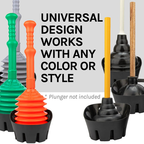 Universal Black Plastic Drip Tray for Toilet Plungers With Easy Grip Handle Keeps Bathroom Floors Clean Holds Any Style Plunger Heavy Duty Tray for Toilet Sink and Drain No Mess Cleanup.