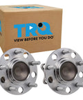 Two Piece Rear Wheel Bearing And Hub Assembly Set For Mitsubishi Lancer 2008 To 2017 And Outlander 2011 To 2012 Outlander Sport Rear Driver And Passenger Side Kit, showing both assemblies and packaging.