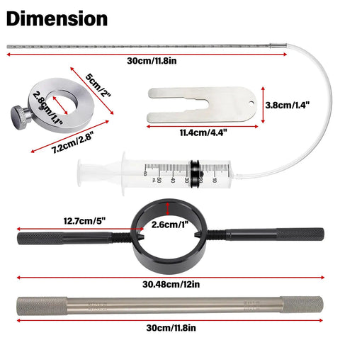 Dimensions of Motorcycle Fork Service Kit With Oil Level Tool Fork Spring Compressor And Damper Rod Bleed Tool Three Piece Fork Set