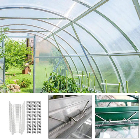 Easy Install Heavy Duty Greenhouse Glazing Clips Repair Kit With 50 Z-Type And 50 W-Type Wire Clamps For Glass Pane Fixing And Windproof Support In Garden And Farm Structures 100 Piece Set