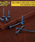 Outdoor Ready Pocket Hole Screws Kit, 400 Piece Assortment In Four Sizes shown on wooden surface