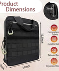 Starlink Mini Carrying Case With Tactical MOLLE System showing dimensions and features for comprehensive safety and durability.
