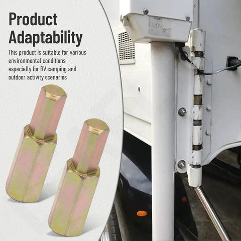 Two Piece Replacement Hex Drive Slick Upgrade For Happijac Camper Screw Jack Systems, golden hex handles for RV camping use.