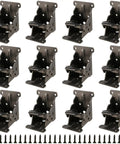 Rock Solid Folding Table Leg Brackets With Self Lock Hinges And Screws For Quick Workbench Upgrades in matte black finish.