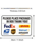 Please Place Packages In Box Sign 11.7 By 8 Inches Weatherproof Delivery Instructions Sticker Easy Peel And Stick Self Adhesive Laminate Guards Against Weather And Graffiti Resistant For Amazon UPS FedEx USPS, 11.8 x 7.9 in