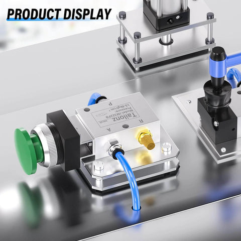 Green Mushroom Push Button Pneumatic Valve With Manual Control, 3 Way 2 Position, 1/4 NPT Ports inlet outlet exhaust