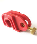 Legit Heavy Duty Universal Circuit Breaker Lockout Three Pack With Padlock Shackle No Sweat Tool Free Setup Quick Snap Secure red lockout device, compact design for jobsite safety.