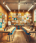Art studio featuring Premium Natural Cork Roll Four Feet By Twenty Four Feet Long half inch thick used for wall soundproofing.