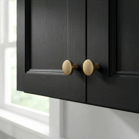 Black cabinet with 40 Pack One And One Quarter Inch Mushroom Cabinet Knobs In Champagne Bronze Zinc Alloy Round Drawer Pulls