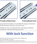 Heavy Duty Three Section Drawer Slides Thickened Steel Full Extension Cabinet Rails Built Tough with lock function for stable storage.