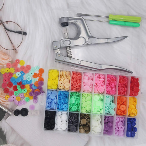 1440-Piece Plastic Grab-And-Go Snap Buttons Kit No Sew T5 Snaps With Pliers 24 Colors 360 Sets For Clothing Sewing Rain Gear