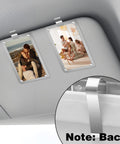 Two Pack Acrylic Magnetic Car Photo Holder Visor Clip Set Must Have Personalized Picture Frame clipped on sun visor