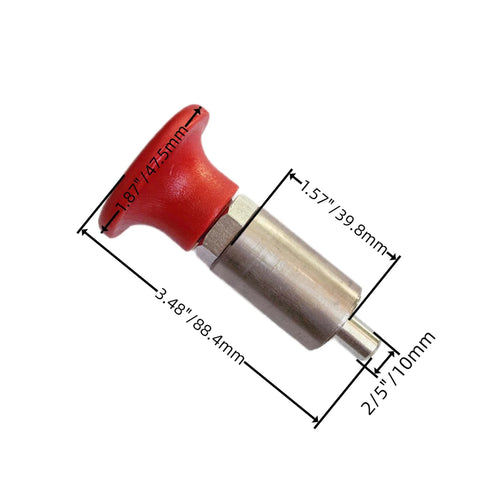 Heavy Duty Spring Loaded Pull Pins With Welded Barrel Red Handle And Screw Lock Steel Spring Plungers And Dowel Pins Diameter Four Tenths Inch Ten Millimeters Barrel Length About Forty Millimeters Easy Grip For Quick Latched Connections
