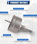 Luney 20-piece concrete hole saw kit, 30–110 mm, with 3 core bits and SDS/Max shank (close-up)