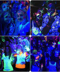 People enjoying glow party illuminated by Three Pack 27W LED Black Light Bar Set For Glow Parties And Body Paint UV Black Light