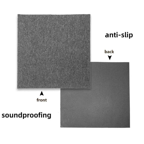 DIY 20x20 Carpet Tile Set With Self Adhesive Strips, Dual Color Light and Dark Gray, anti-slip back, soundproofing.