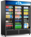 Big Daddy 56 Cu Ft Commercial Beverage Display Fridge With 3 Glass Doors showcasing drinks in an upright merchandiser.