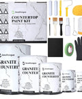 Three Step DIY Friendly Countertop Makeover Kit With White Marble Finish Epoxy Resin Topcoat For Kitchen Counters Washstands Islands And Vanities Strong Durable High Gloss Water Resistant Ready To Use Straight Out Of The Box