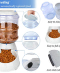 Heavy Duty Automatic Dog Feeder For Large Dogs With 3 Gallon Food Dispenser, Bpa Free Plastic Pet Meal Hub with clear food tank and bowl.