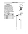 Assembly diagram for Heavy Duty Manual Fuel Transfer Pump And Gasoline Siphon with parts list and instructions.