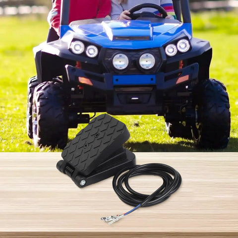 Smooth Ride Hall Effect Accelerator Pedal For Kids Electric Cars Zero To Thirty Degree Non Contact Throttle Sensor on wooden background.