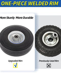 Flat Free 10 Inch Solid Tire Wheel For Hand Trucks Garden Wagons Carts Trolleys And Dollies Replacement 4.10/3.50-4 With 5/8 Inch Axle Bore And 2.2 Inch Offset Hub