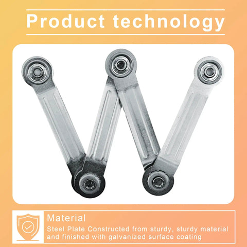 4 Pack Glider Bearing Arm Bracket Hardware For Rocker Replacement Parts 6.4 Inch Length 5.15 Inch Between Mounting Holes Bolt Hole Diameter One Quarter Inch Silver Galvanized Finish Durable Easy Install shown front view