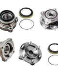 4WD Wheel Bearing And Hubs Kit For Toyota Tacoma 2005 Through 2020, front and rear with 6-bolt pattern, various views.