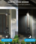 Motion Sensor LED Bulbs Dusk To Dawn 13W 100W Equivalent Auto On Security Lighting For Indoor Outdoor 5000K Cool White, 12Ft 18Ft Range, Stays On 30 Seconds, Two Pack on porch wall light